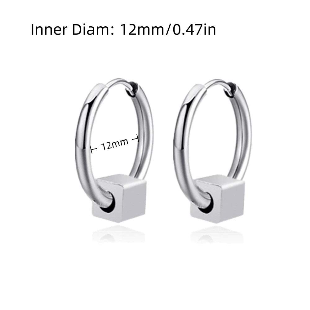 Stainless Steel Lightning Chain Hoop Earrings – Punk Feather Drop (Unisex)