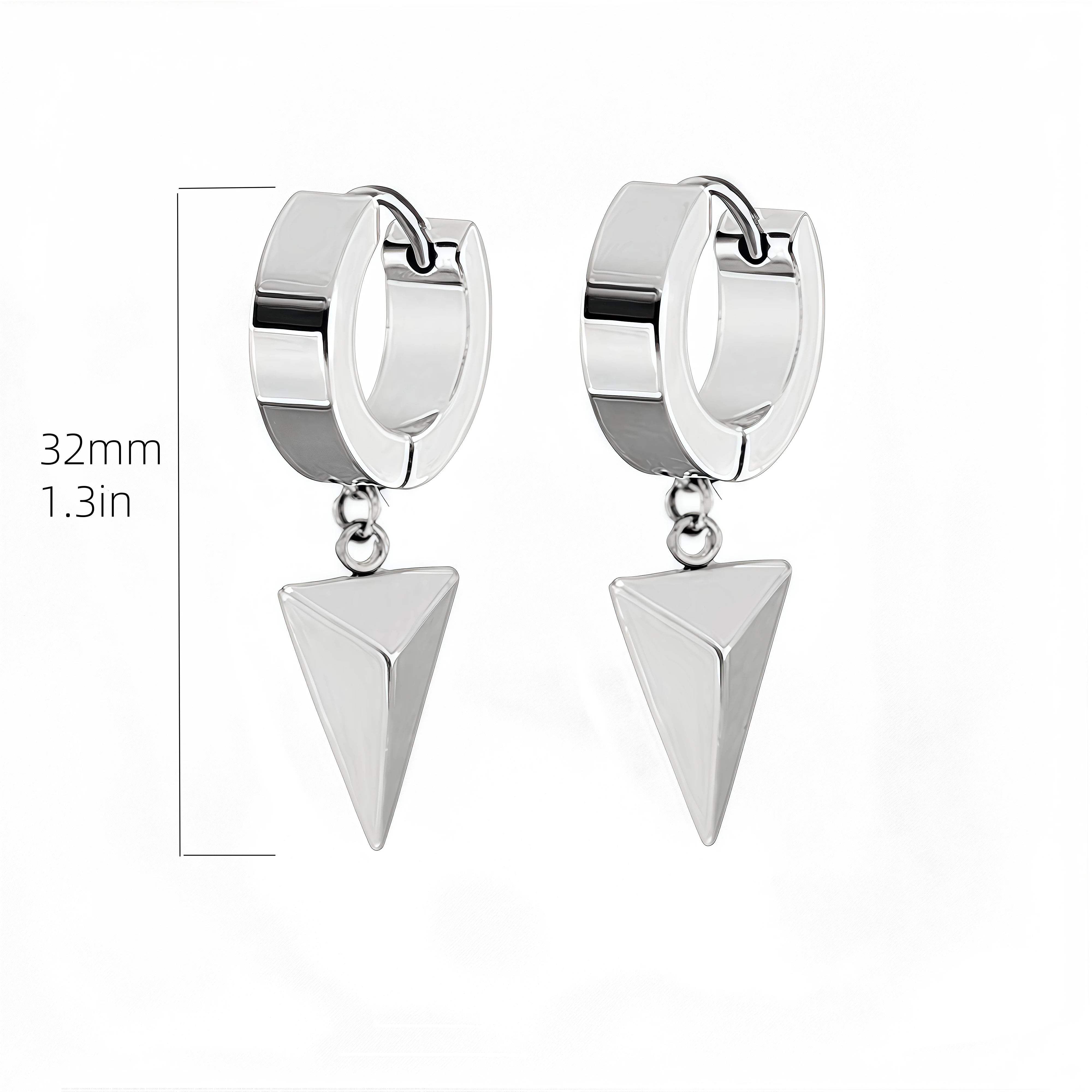 Stainless Steel Lightning Chain Hoop Earrings – Punk Feather Drop (Unisex)
