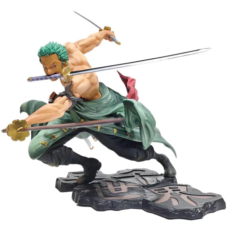 10cm Three-Sword Warrior Mini PVC Figure – Anime Collectible Model