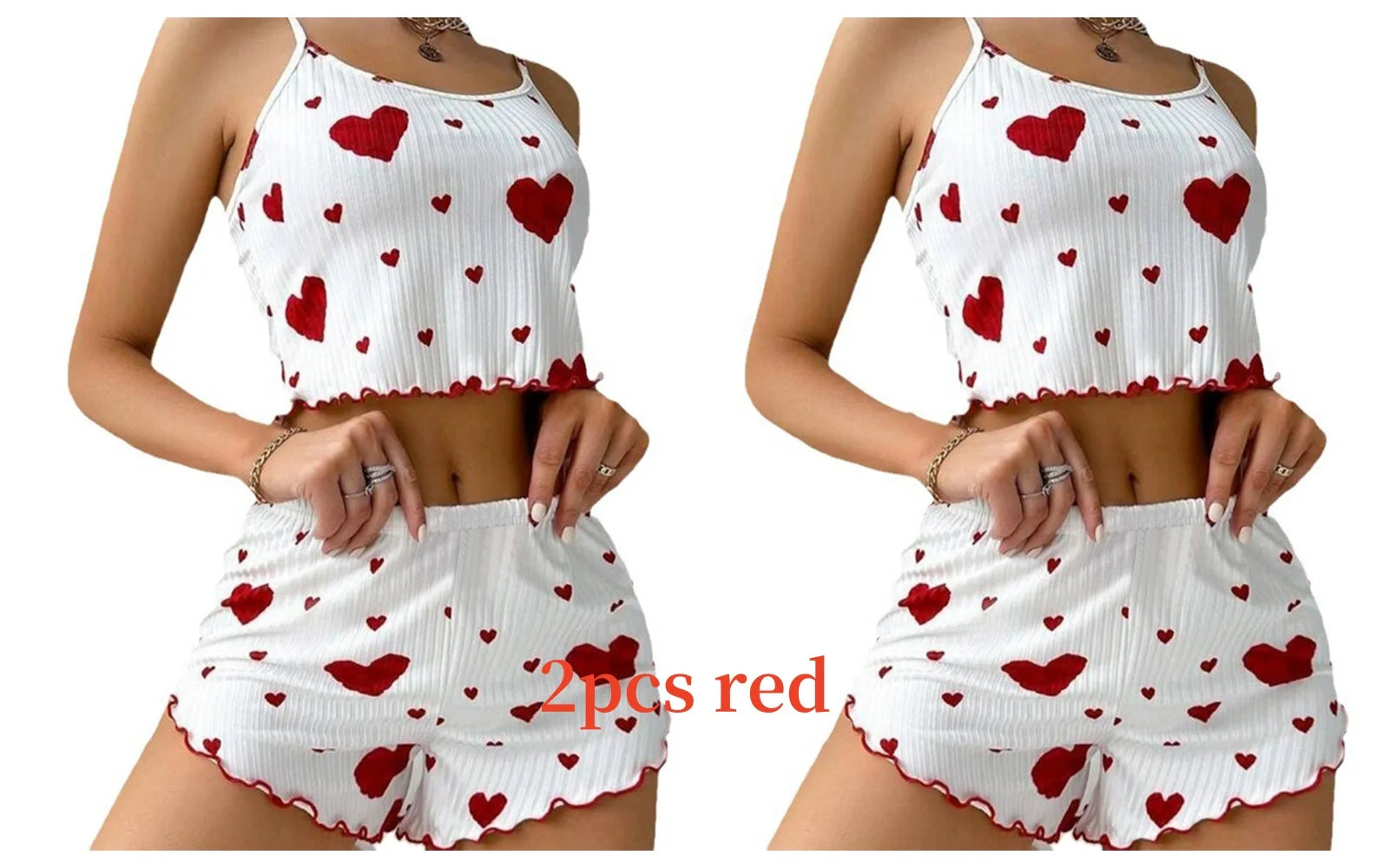 Women’s Pajama Set – 2PCS Tank Top & Shorts Sleepwear (Soft Heart Set)