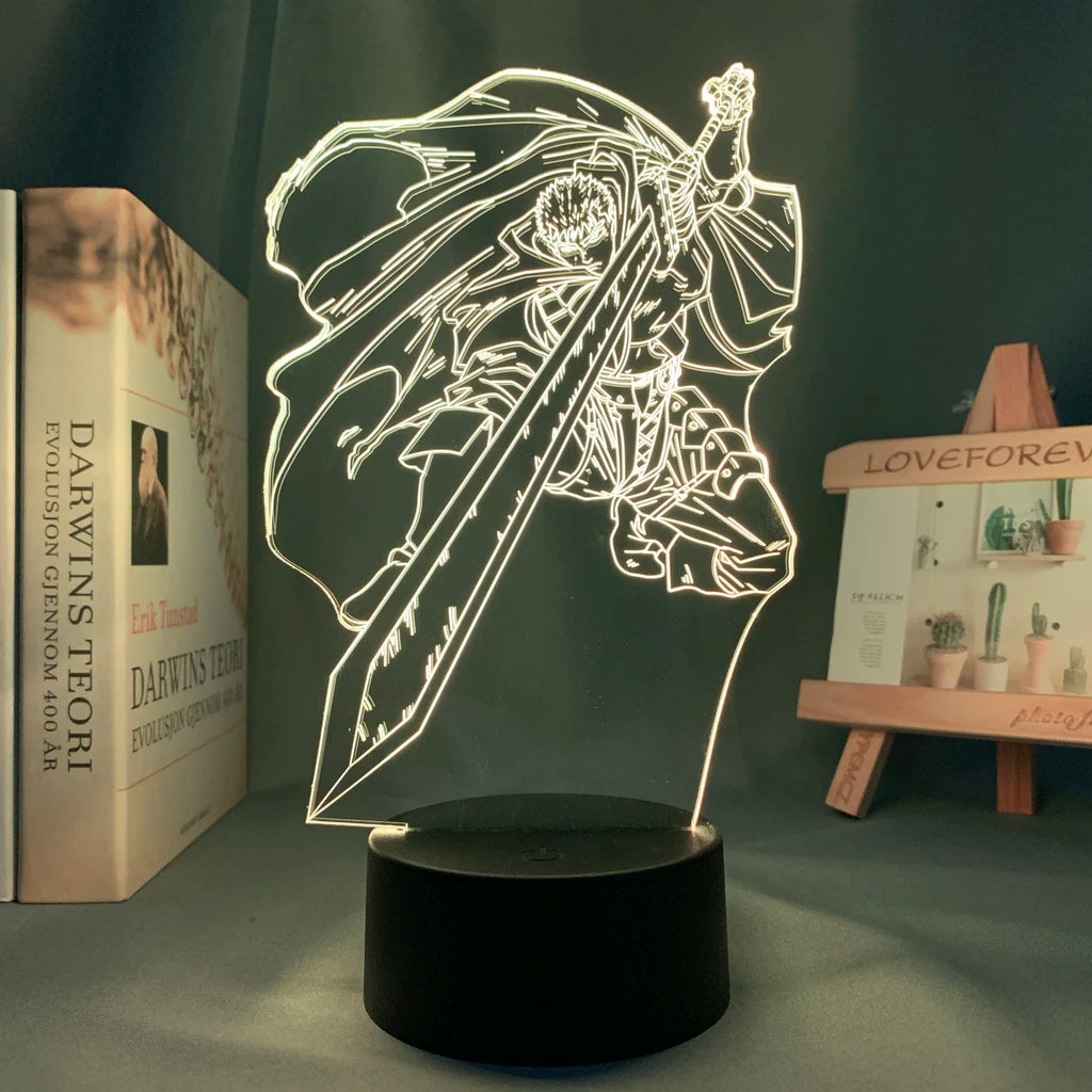 Dark Swordsman LED Acrylic Night Light – 3D Anime Glow Lamp