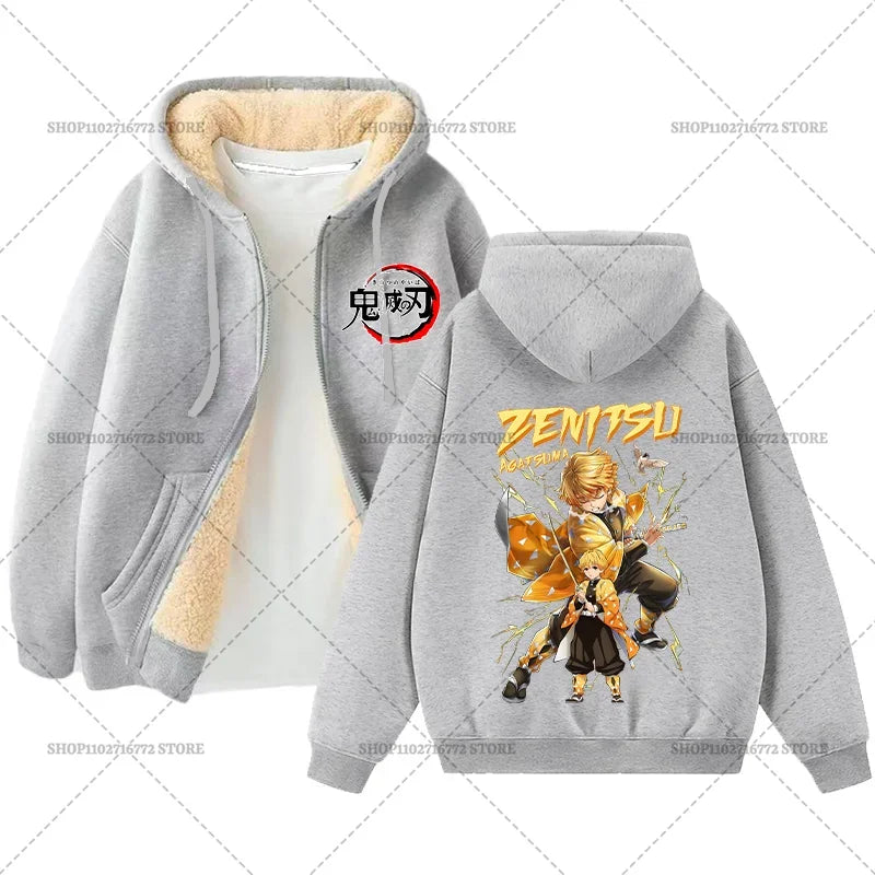 Yokai Supply “Demon Slayer” Zip Hoodie – Winter Anime Fleece Jacket (Unisex)