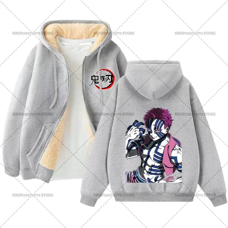 Yokai Supply “Demon Slayer” Zip Hoodie – Winter Anime Fleece Jacket (Unisex)