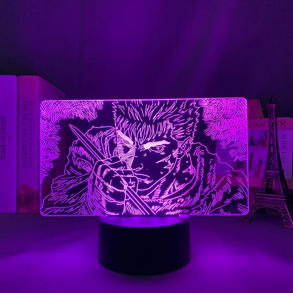 Dark Swordsman LED Acrylic Night Light – 3D Anime Glow Lamp