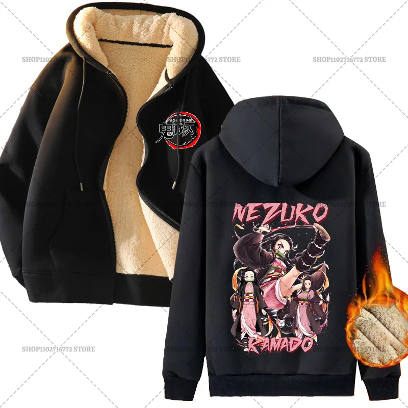 Yokai Supply “Demon Slayer” Zip Hoodie – Winter Anime Fleece Jacket (Unisex)