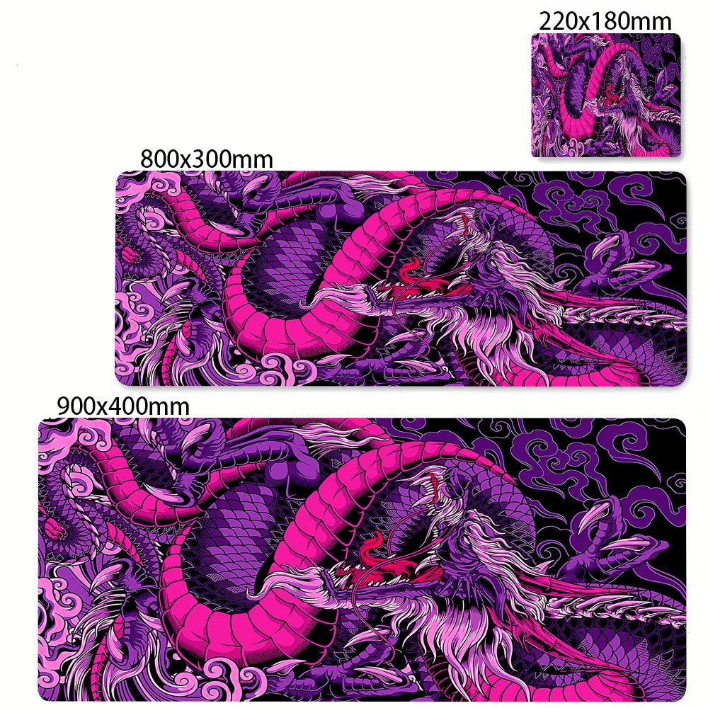 Black & White Dragon Gaming Mouse Pad – Extended Desk Mat 400x900