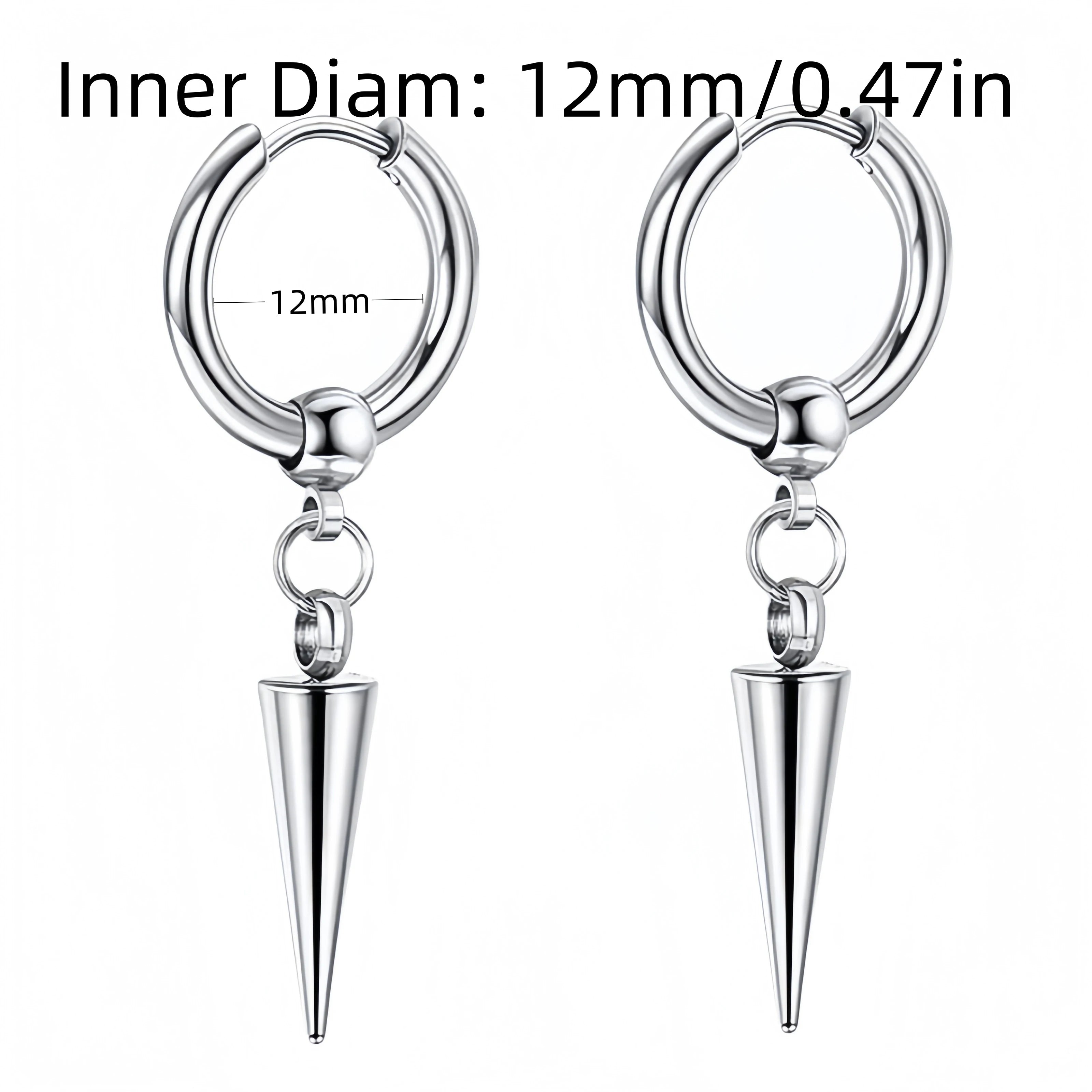 Stainless Steel Lightning Chain Hoop Earrings – Punk Feather Drop (Unisex)