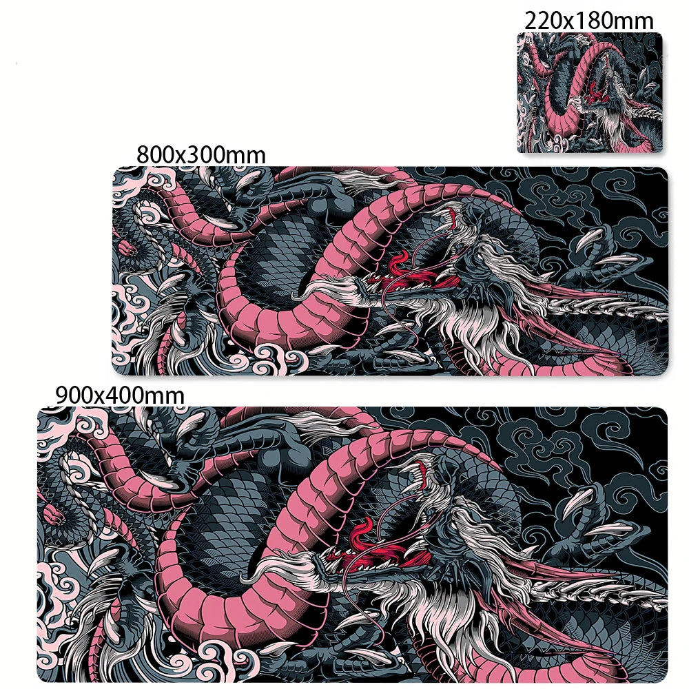 Black & White Dragon Gaming Mouse Pad – Extended Desk Mat 400x900