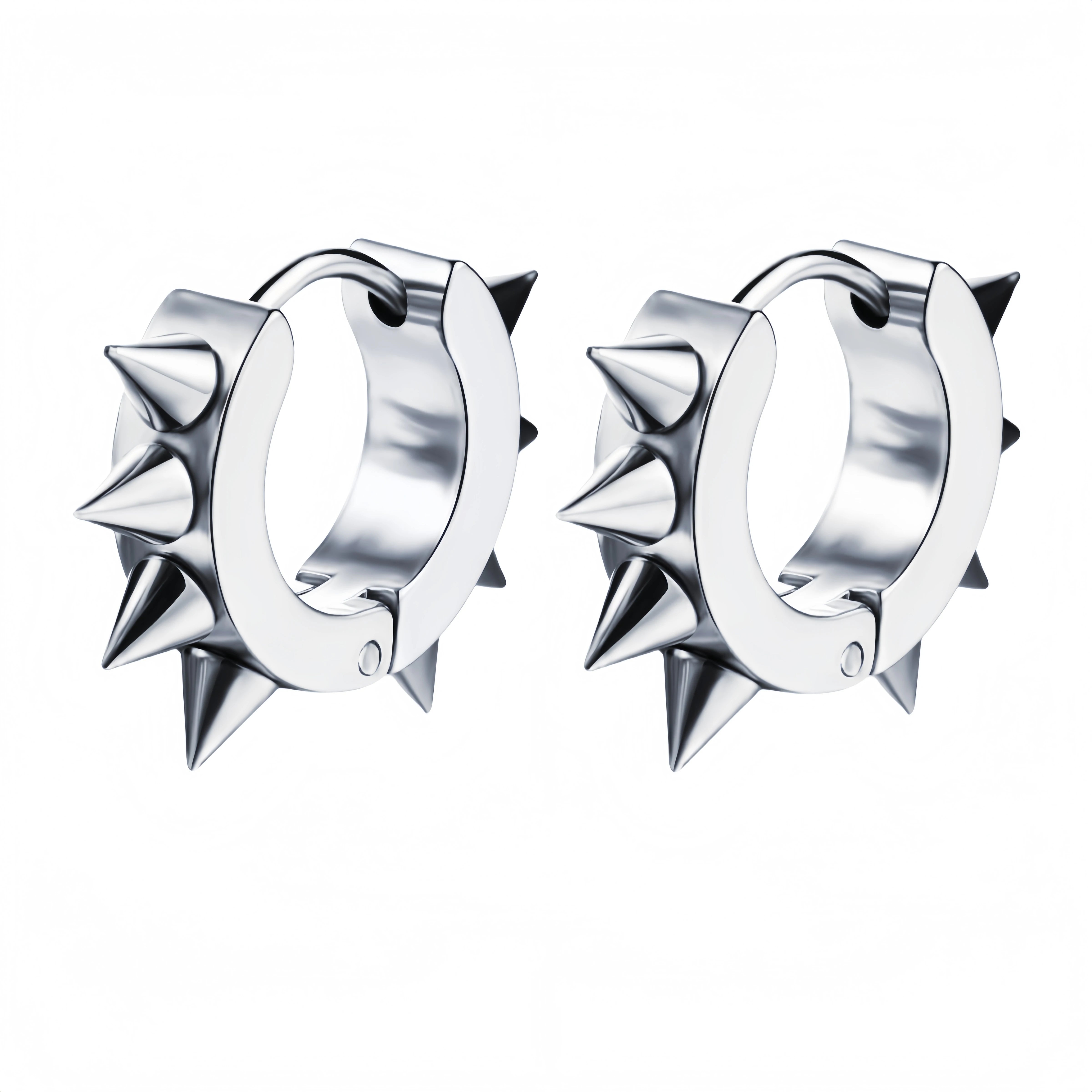 Stainless Steel Lightning Chain Hoop Earrings – Punk Feather Drop (Unisex)