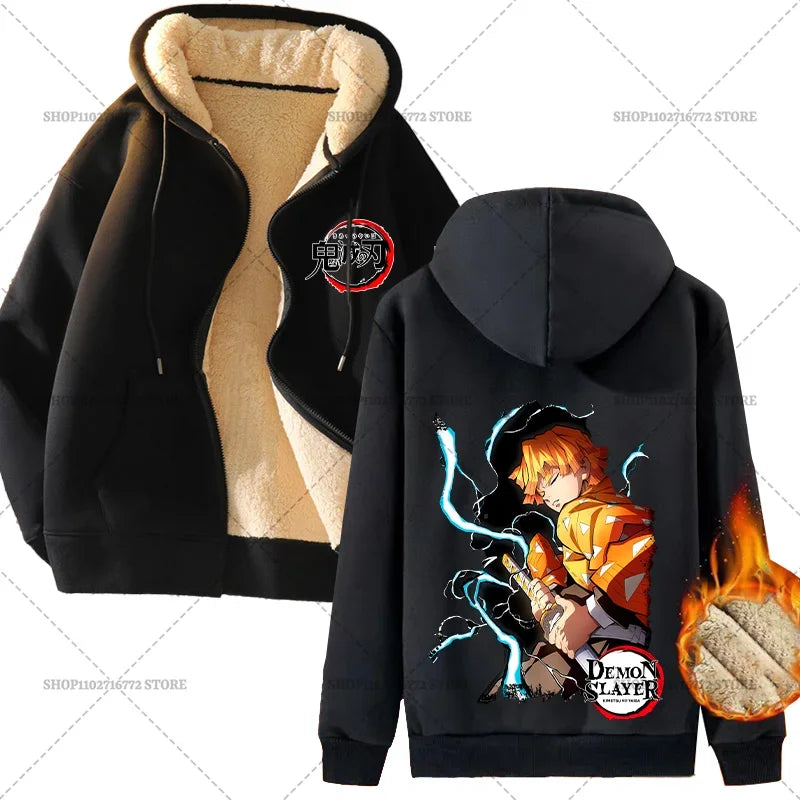 Yokai Supply “Demon Slayer” Zip Hoodie – Winter Anime Fleece Jacket (Unisex)