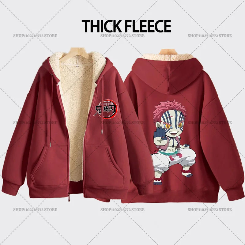 Yokai Supply “Demon Slayer” Zip Hoodie – Winter Anime Fleece Jacket (Unisex)