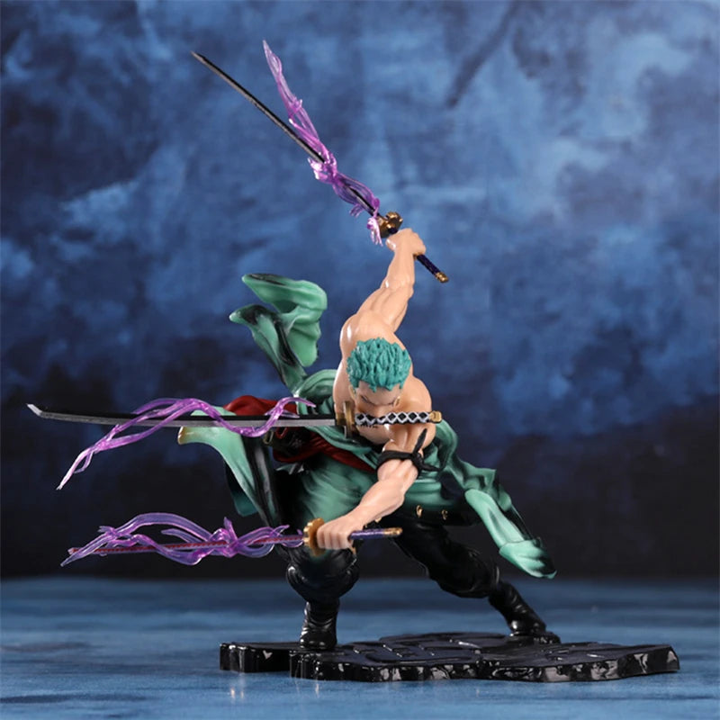 10cm Three-Sword Warrior Mini PVC Figure – Anime Collectible Model
