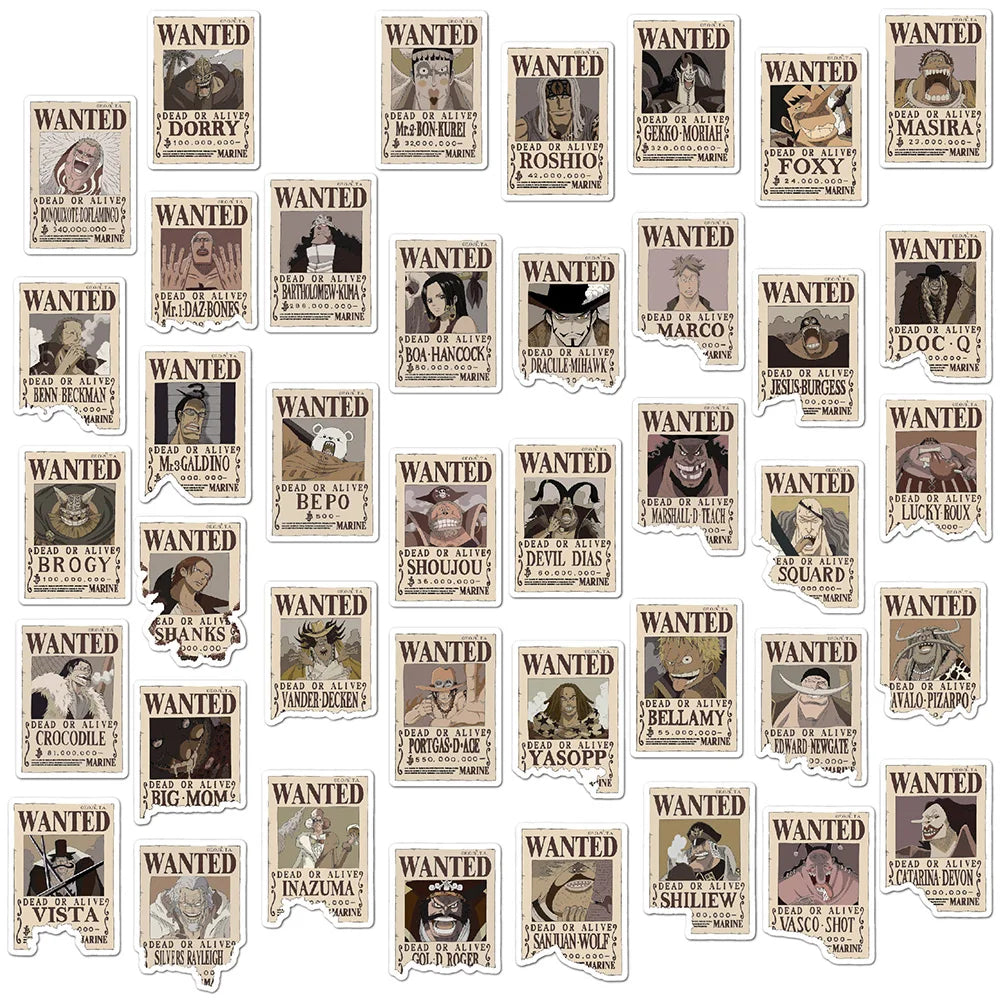 Yokai Supply Anime-Style Wanted Poster Sticker Pack – Waterproof Vinyl Decals for Laptop, Phone & Luggage