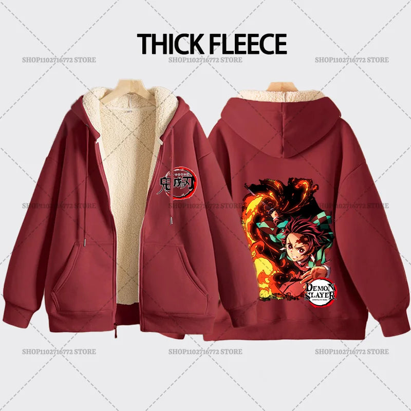 Yokai Supply “Demon Slayer” Zip Hoodie – Winter Anime Fleece Jacket (Unisex)