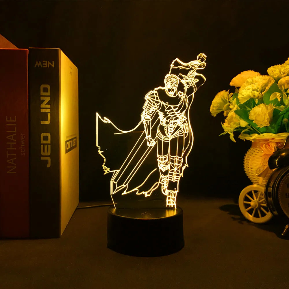 Dark Swordsman LED Acrylic Night Light – 3D Anime Glow Lamp