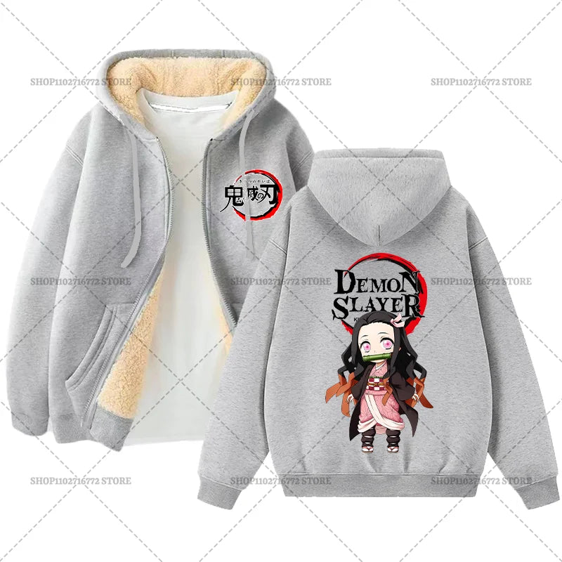 Yokai Supply “Demon Slayer” Zip Hoodie – Winter Anime Fleece Jacket (Unisex)