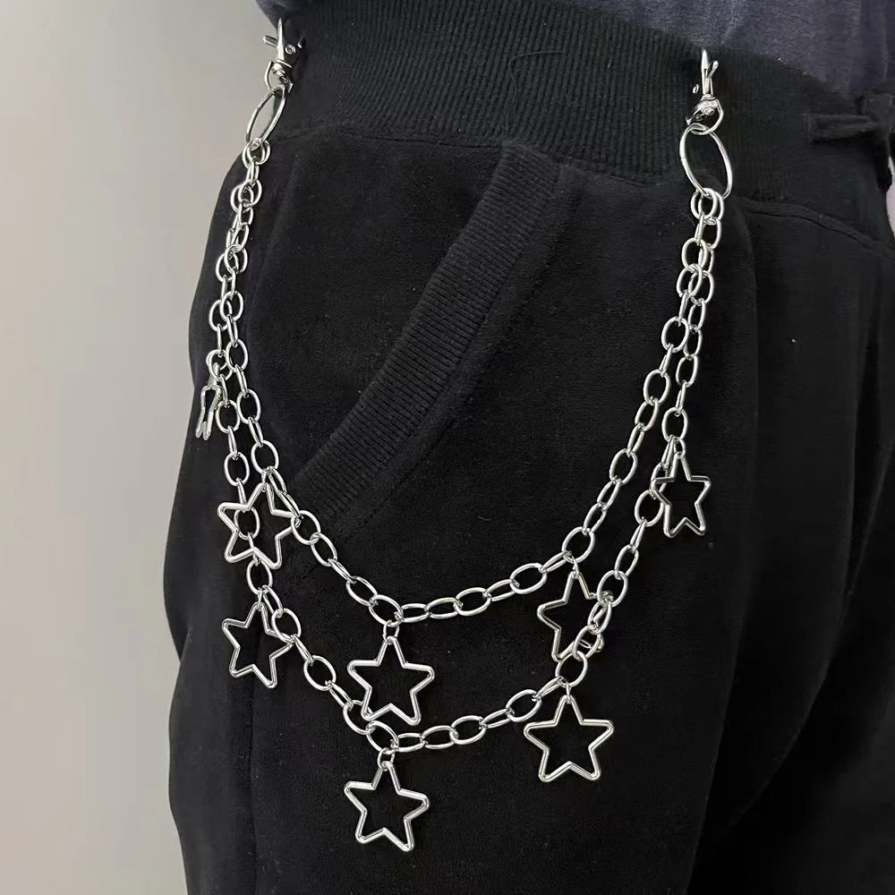 Punk Crescent Metal Pants Chain – Geometric Hip Hop Accessory (Unisex)