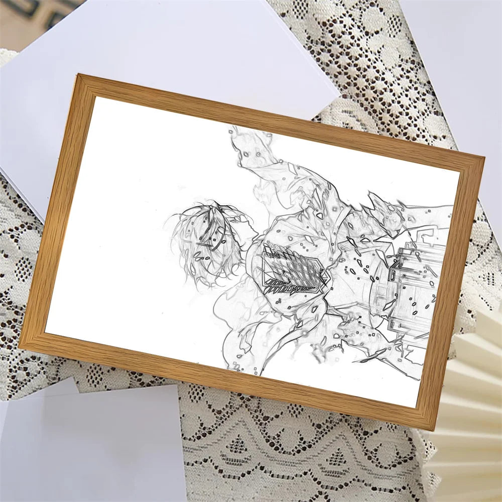 Yokai Supply Anime-Inspired Titan Wall Light Canvas – Framed LED Art for Bedroom & Gaming Room Decor