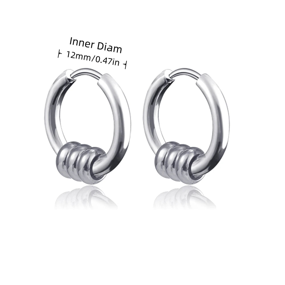 Stainless Steel Lightning Chain Hoop Earrings – Punk Feather Drop (Unisex)