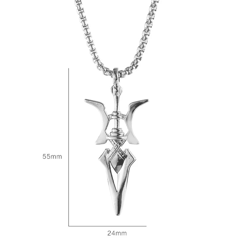 Yokai Supply Anime-Inspired Gothic Halberd Pendant Necklace – Dark Cosplay Weapon Charm for Men & Women