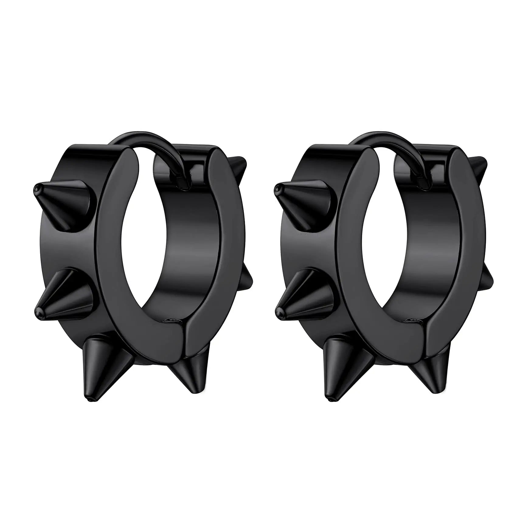 Stainless Steel Cross Long Chain Dangle Hoop Earrings – Black or Silver Tone (Unisex Set)