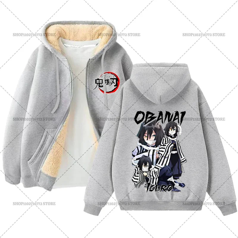 Yokai Supply “Demon Slayer” Zip Hoodie – Winter Anime Fleece Jacket (Unisex)