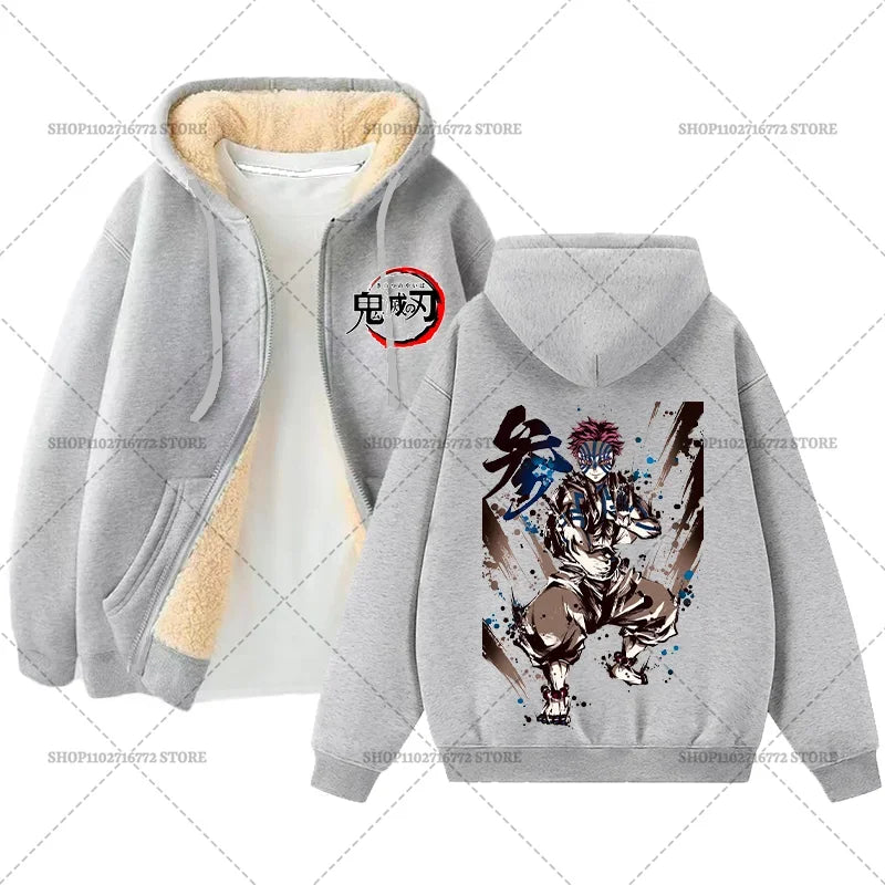 Yokai Supply “Demon Slayer” Zip Hoodie – Winter Anime Fleece Jacket (Unisex)