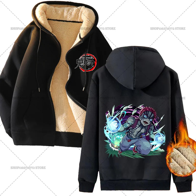 Yokai Supply “Demon Slayer” Zip Hoodie – Winter Anime Fleece Jacket (Unisex)