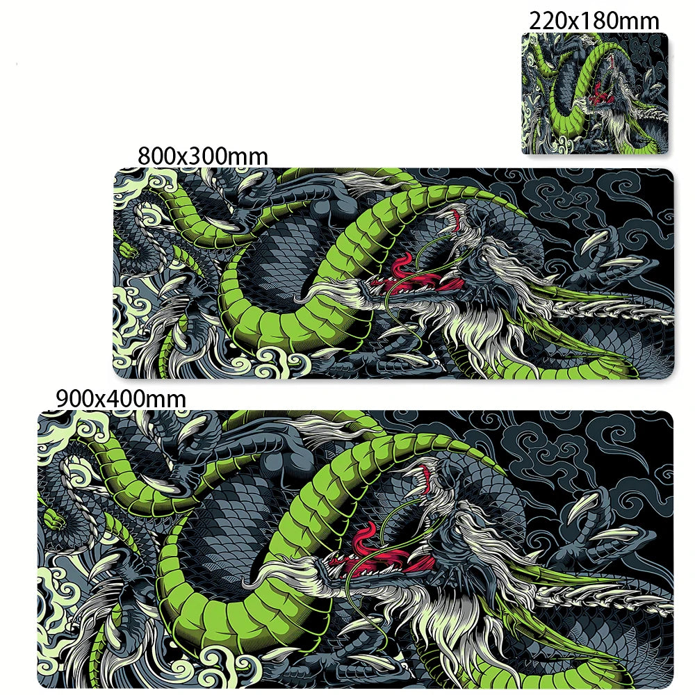 Black & White Dragon Gaming Mouse Pad – Extended Desk Mat 400x900