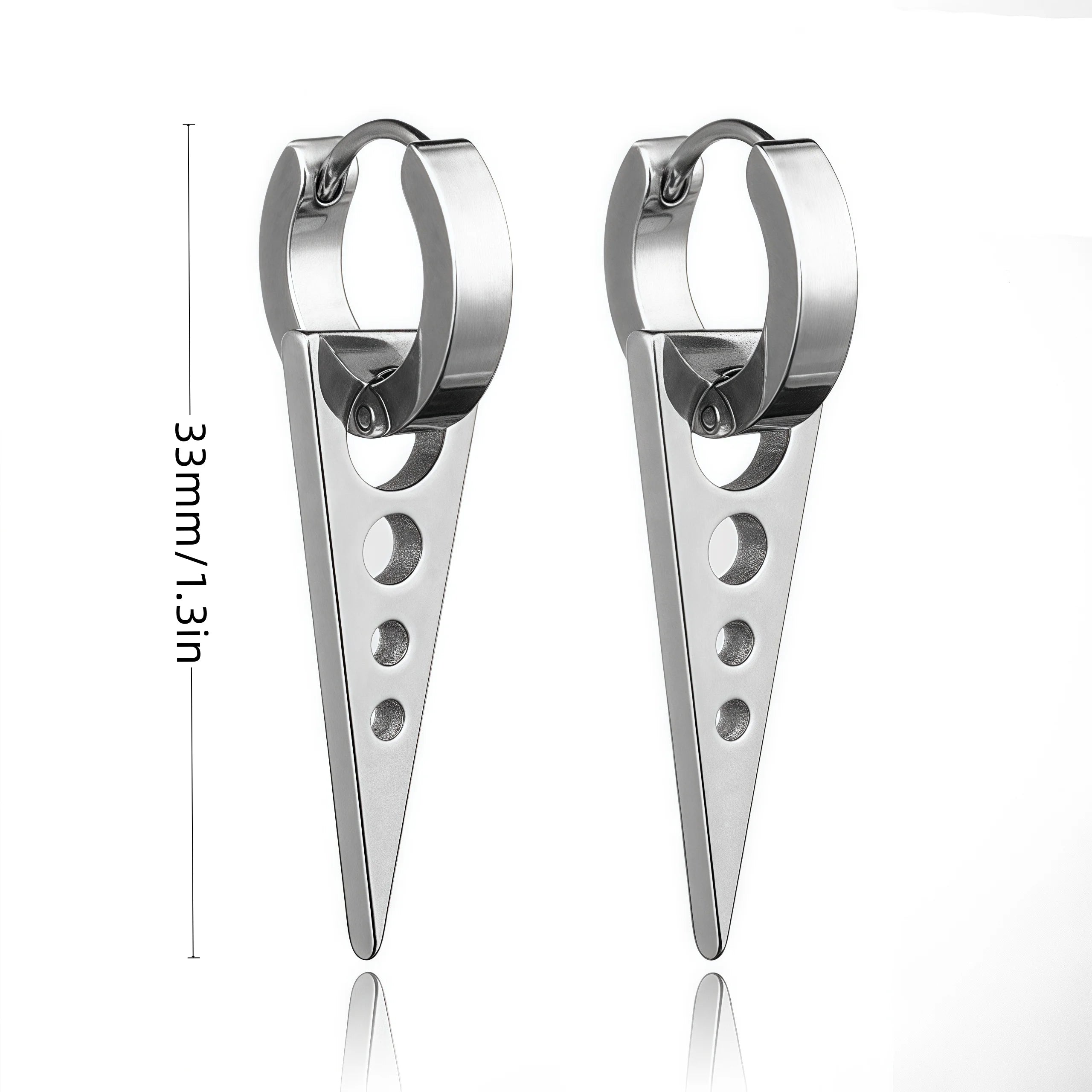 Stainless Steel Lightning Chain Hoop Earrings – Punk Feather Drop (Unisex)