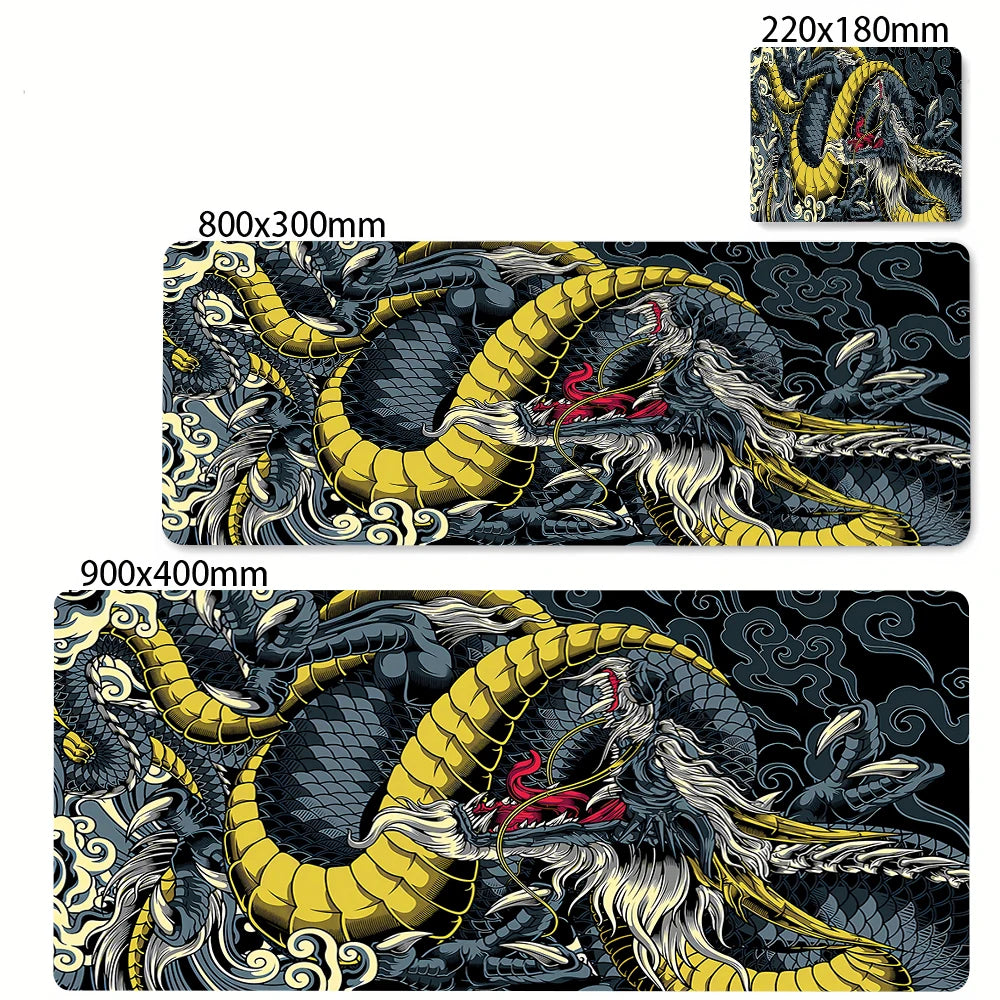 Black & White Dragon Gaming Mouse Pad – Extended Desk Mat 400x900