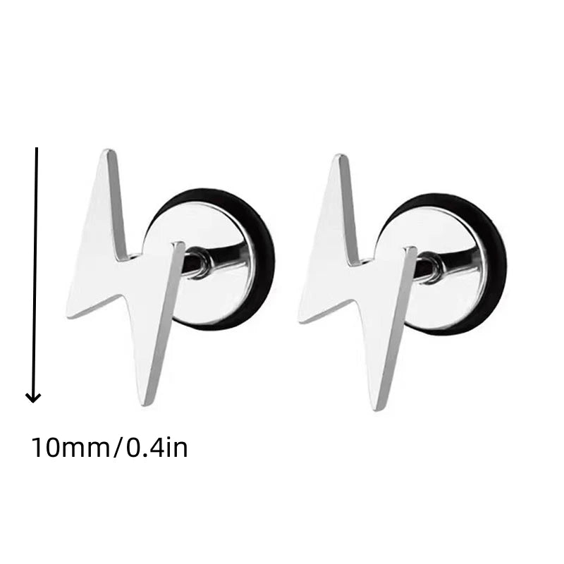 Stainless Steel Lightning Chain Hoop Earrings – Punk Feather Drop (Unisex)