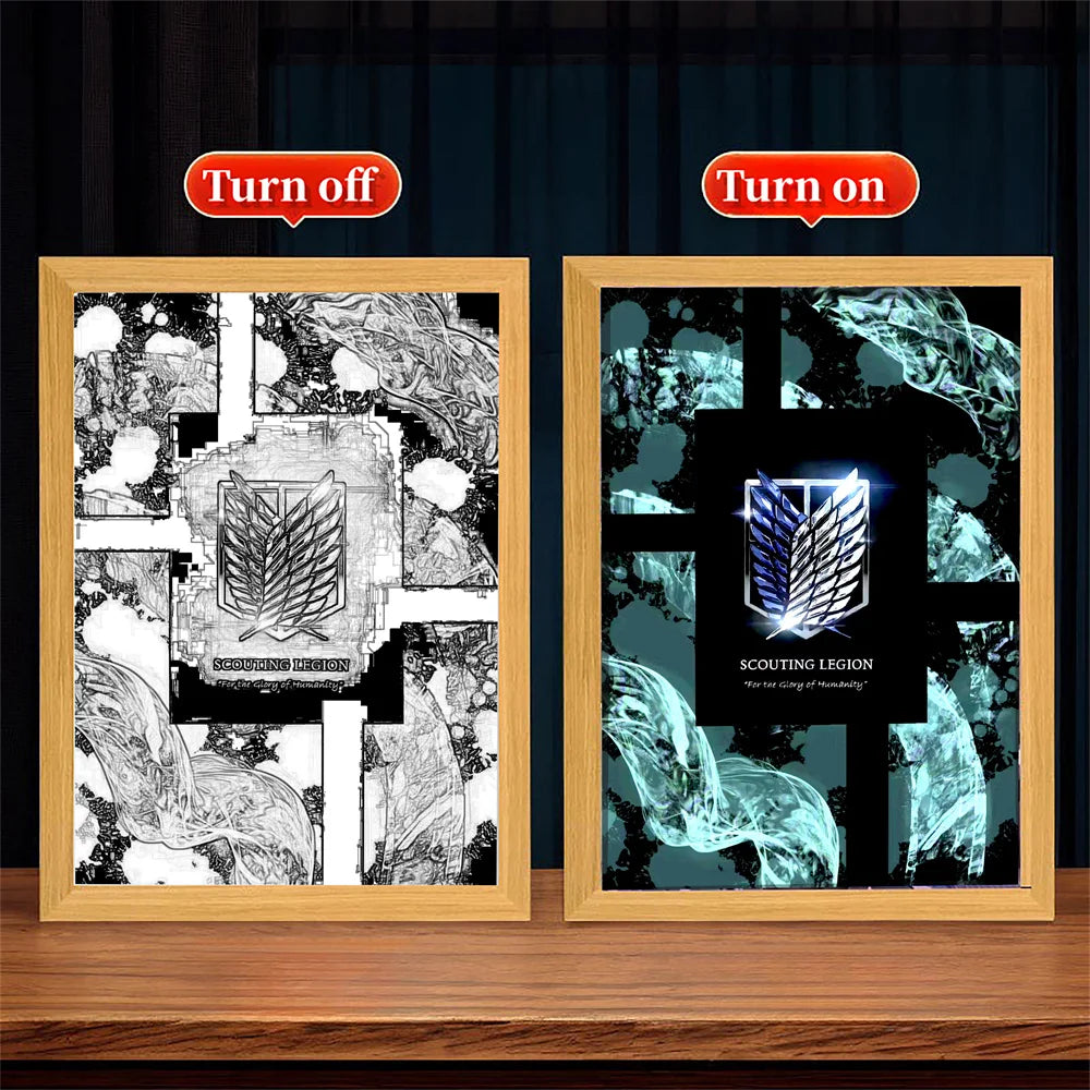 Yokai Supply Anime-Inspired Titan Wall Light Canvas – Framed LED Art for Bedroom & Gaming Room Decor