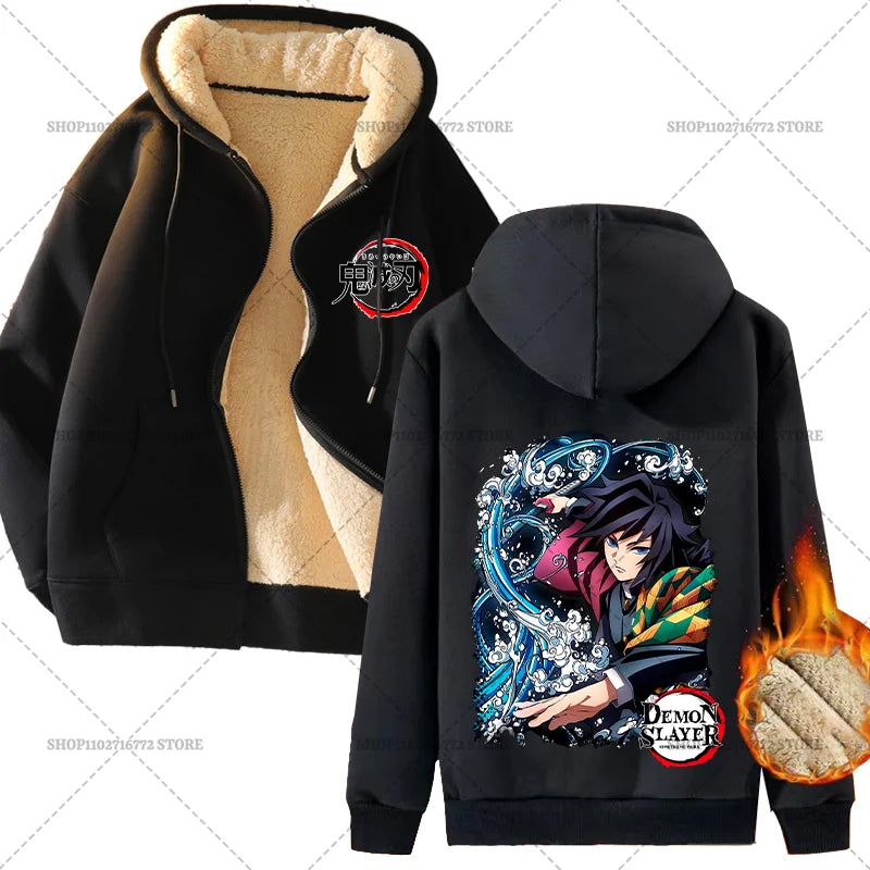 Yokai Supply “Demon Slayer” Zip Hoodie – Winter Anime Fleece Jacket (Unisex)