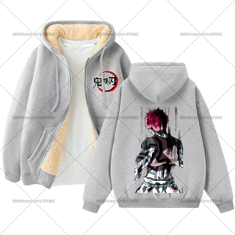 Yokai Supply “Demon Slayer” Zip Hoodie – Winter Anime Fleece Jacket (Unisex)
