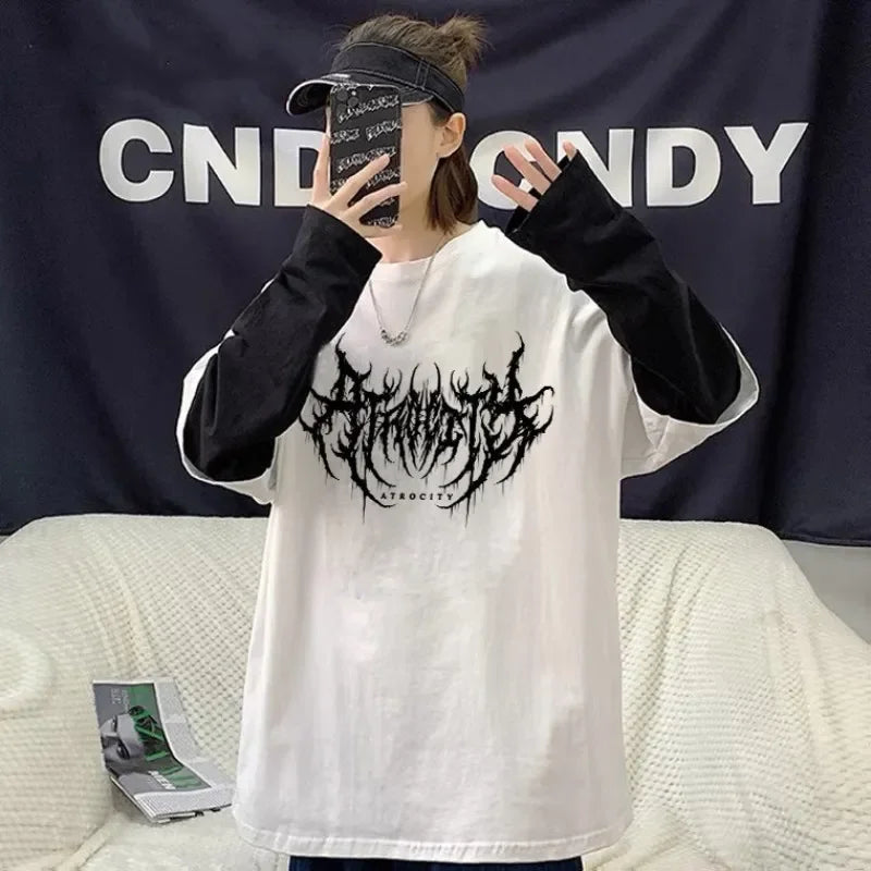 Atrocity Graphic Layered Long Sleeve Tee – Gothic Retro Style