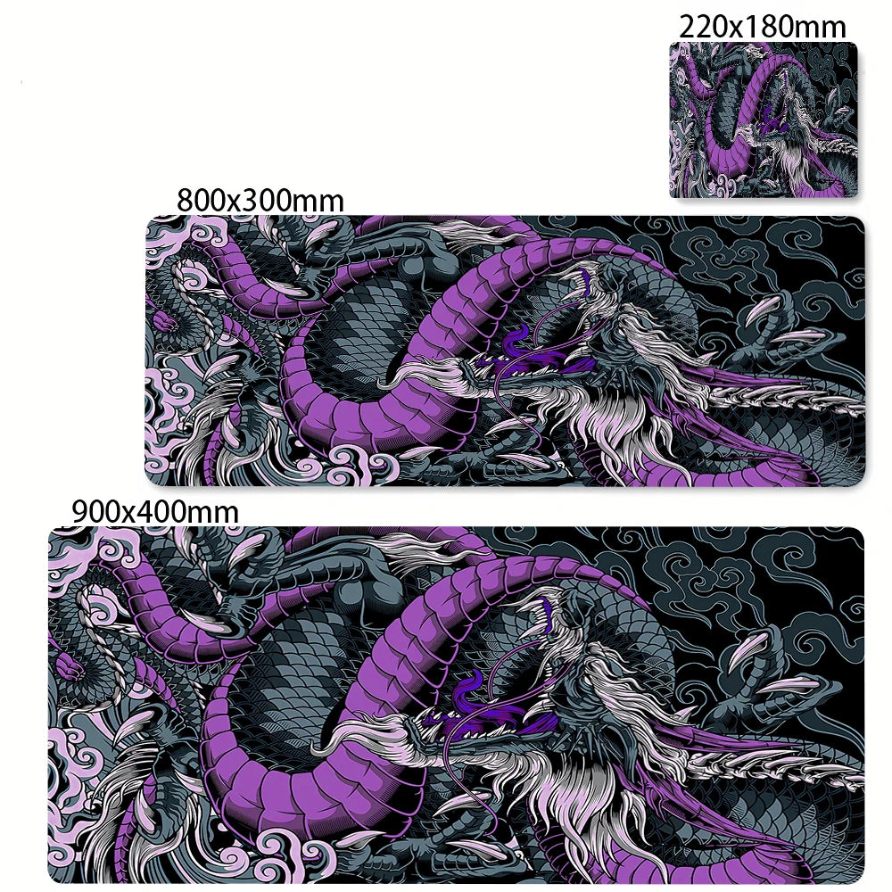 Black & White Dragon Gaming Mouse Pad – Extended Desk Mat 400x900