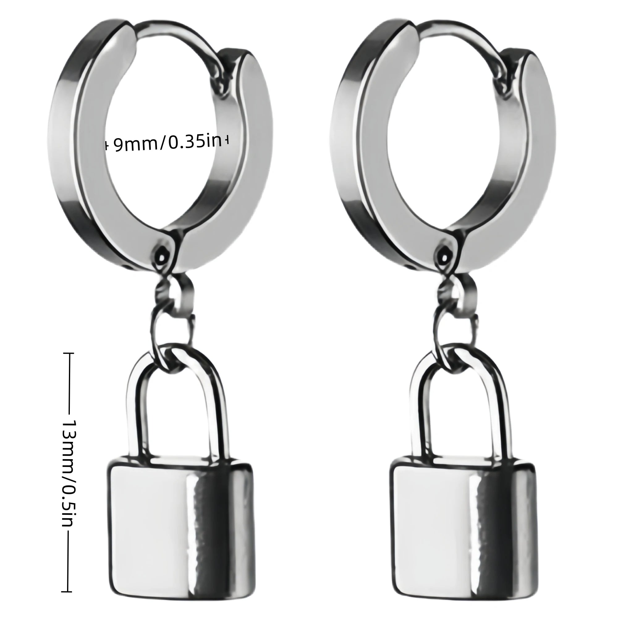 Stainless Steel Lightning Chain Hoop Earrings – Punk Feather Drop (Unisex)