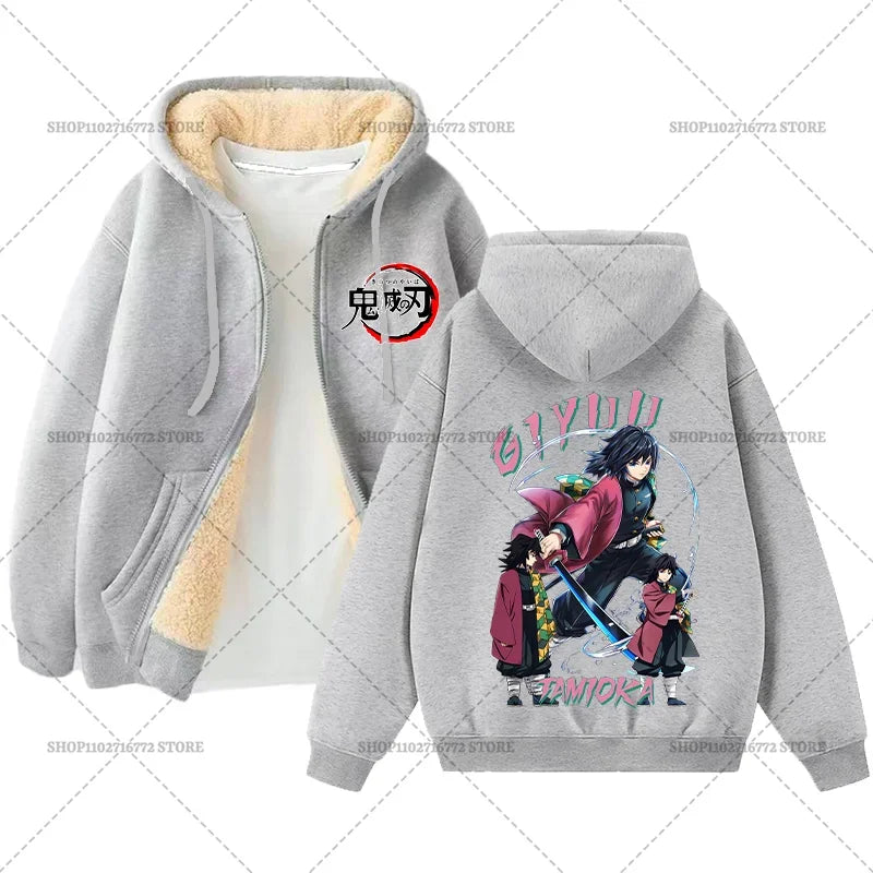 Yokai Supply “Demon Slayer” Zip Hoodie – Winter Anime Fleece Jacket (Unisex)