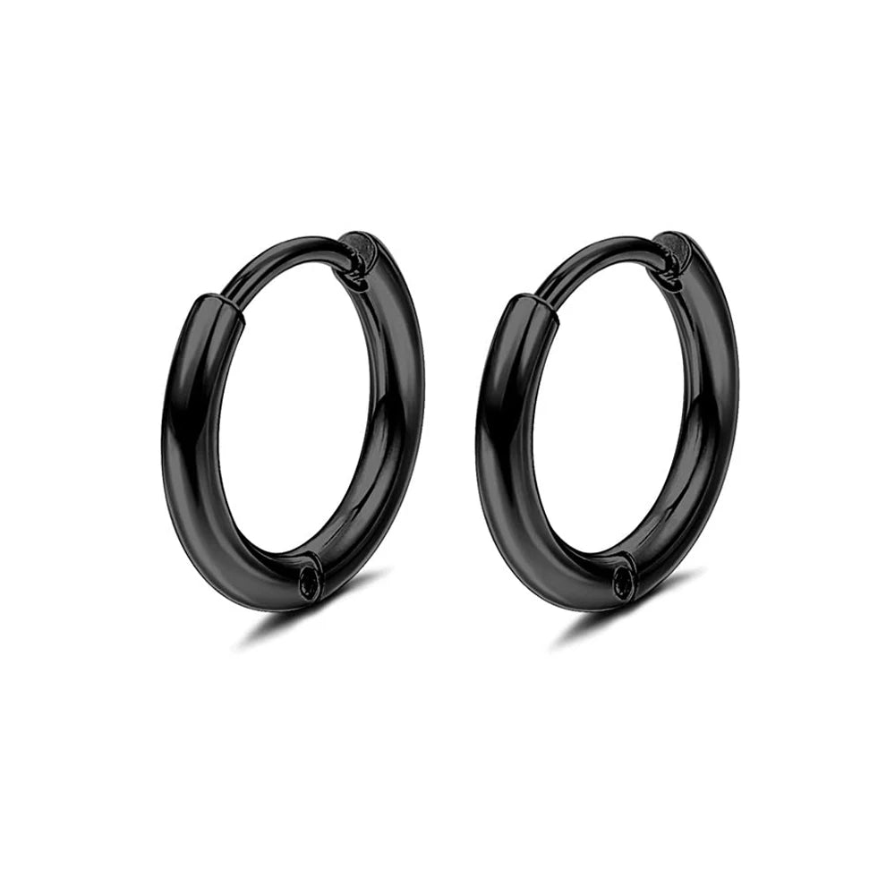 Stainless Steel Cross Long Chain Dangle Hoop Earrings – Black or Silver Tone (Unisex Set)