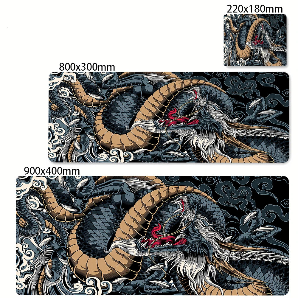 Black & White Dragon Gaming Mouse Pad – Extended Desk Mat 400x900