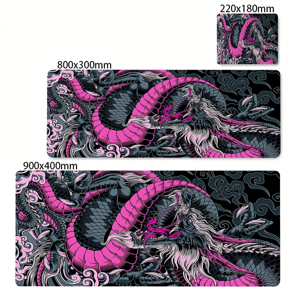 Black & White Dragon Gaming Mouse Pad – Extended Desk Mat 400x900
