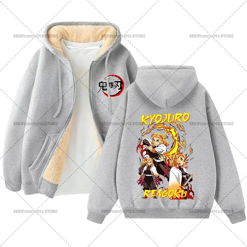 Yokai Supply “Demon Slayer” Zip Hoodie – Winter Anime Fleece Jacket (Unisex)