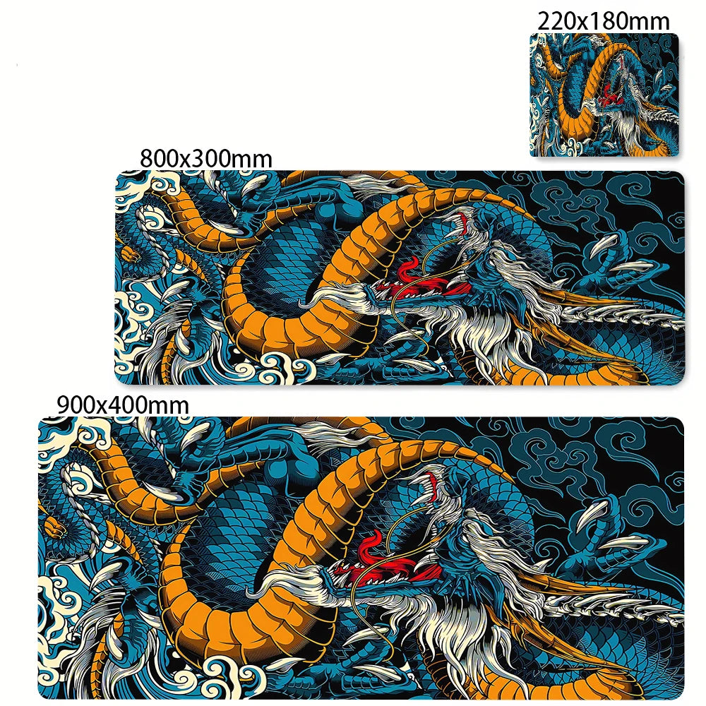 Black & White Dragon Gaming Mouse Pad – Extended Desk Mat 400x900