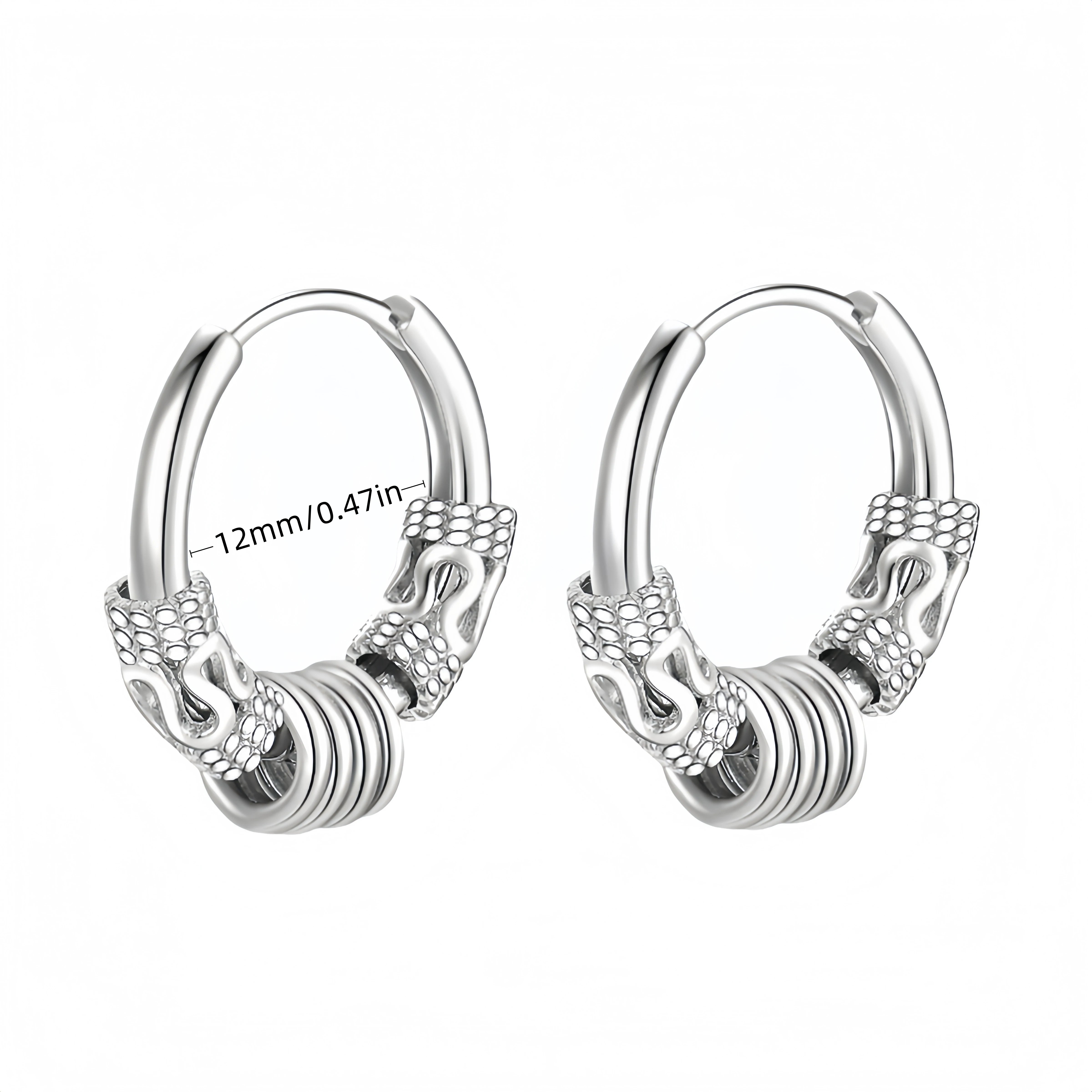 Stainless Steel Lightning Chain Hoop Earrings – Punk Feather Drop (Unisex)