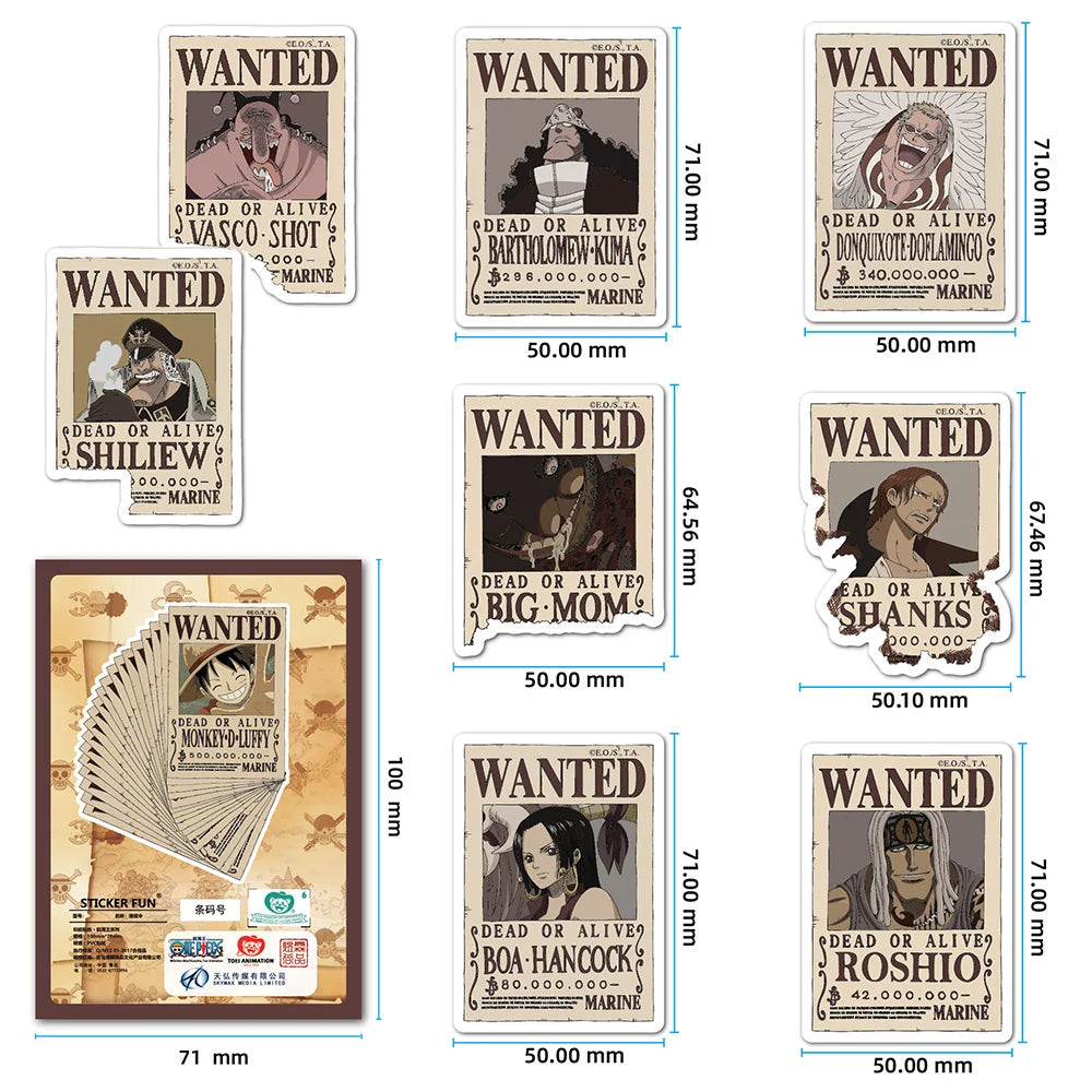 Yokai Supply Anime-Style Wanted Poster Sticker Pack – Waterproof Vinyl Decals for Laptop, Phone & Luggage