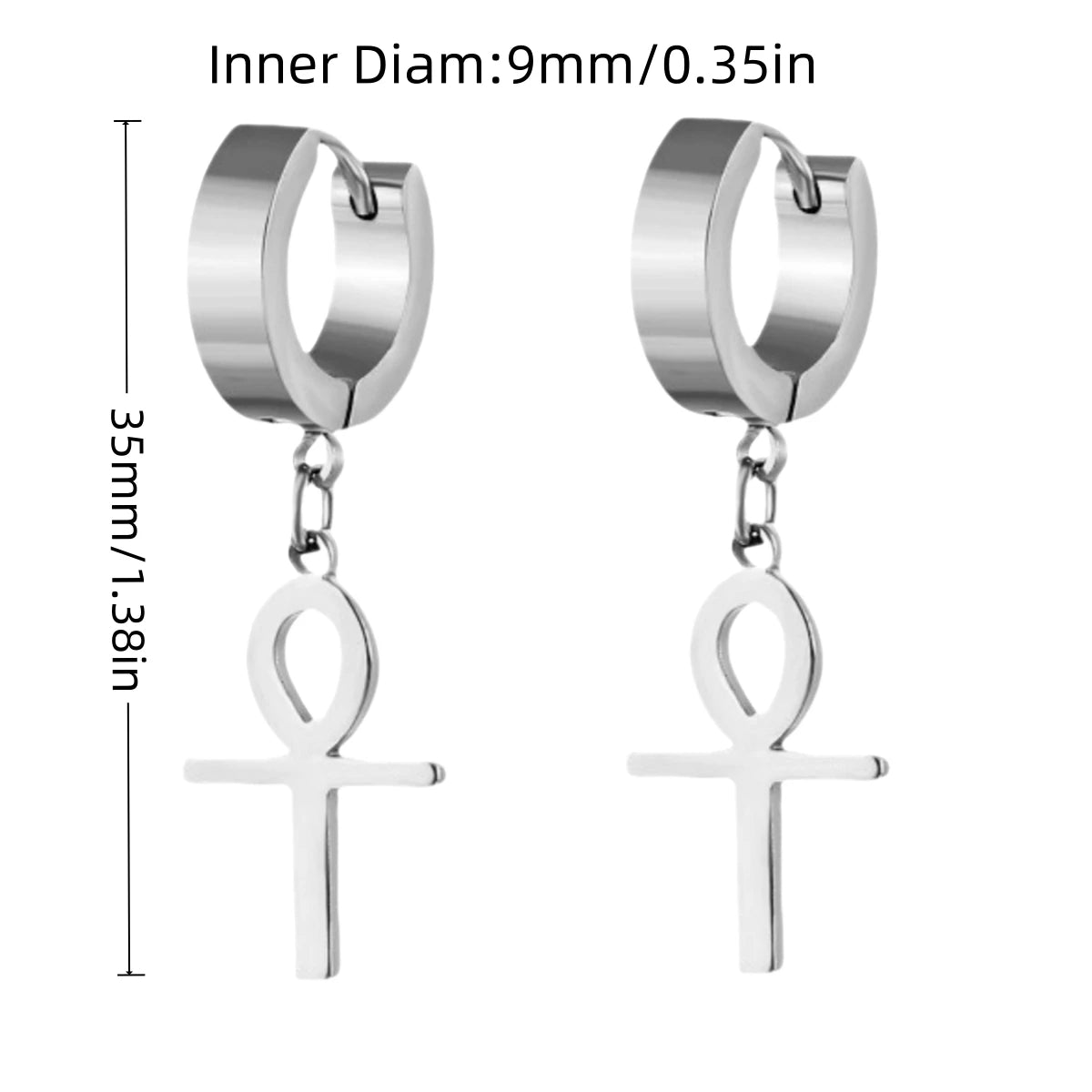 Stainless Steel Lightning Chain Hoop Earrings – Punk Feather Drop (Unisex)