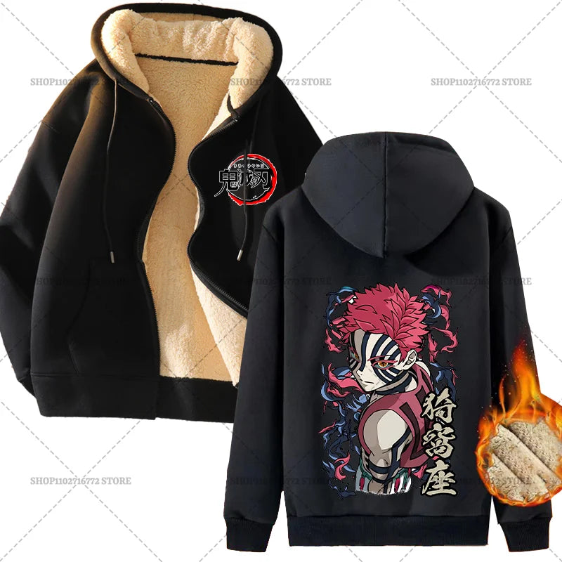Yokai Supply “Demon Slayer” Zip Hoodie – Winter Anime Fleece Jacket (Unisex)