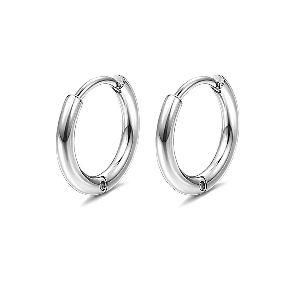 Stainless Steel Cross Long Chain Dangle Hoop Earrings – Black or Silver Tone (Unisex Set)