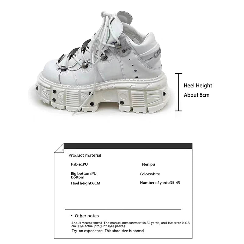 Yokai Supply “Obsidian Chain” Gothic Platform Boots – Punk Lace-Up Metal Decor Ankle Shoes